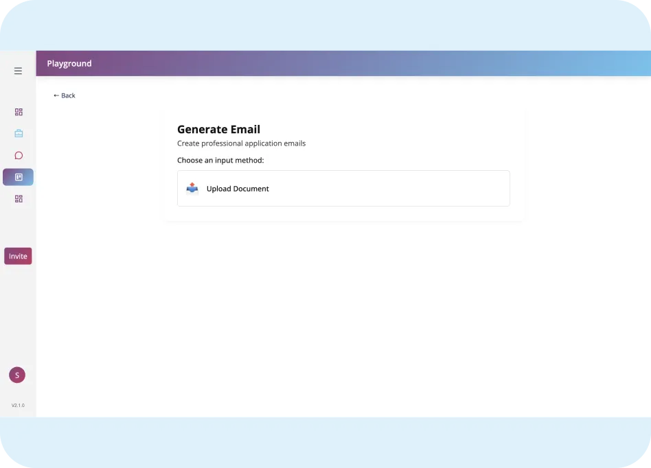 Interface screenshot of ORO AI's Practice Interview feature, showcasing input options for uploading documents or copying and pasting text for personalized interview preparation.